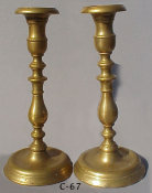 Late 18th/Early 19th Century Brass Sabbath Candlesticks