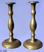 Early 19th Century Brass Sabbath Candlesticks