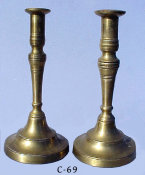 Late 18th Century Brass Sabbath Candlesticks