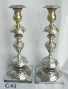 Pair of Petticoat Style Polish Candlesticks