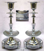 Silvered Brass Candlesticks