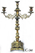 Three Light Candelabrum with Grapevine Motif