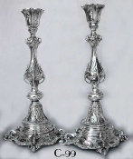 Magnificent Faceted, Foliated and Reticulated Polish Candlesticks 