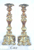 Highly Embossed And Voluted Silver Plated Sabbath Candlesticks