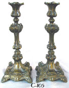 Brass Grapevine Candlesticks with Original Dark Patina