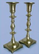 Antique Brass Candlesticks with Hand Turned Screws