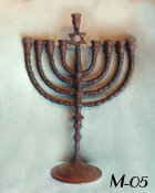 Antique Menorah with Dark Cinnamon Original Patina