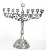 19th Century German Silver Menorah with Removable Shamus