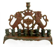Menorah with Multicolor Patina
