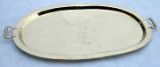 Oval Brass Tray with Decorative Peened Handles