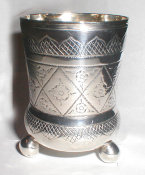 Old Silver Beaker On Three Ball Feet