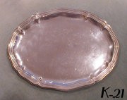 Oval Silver Tray with Fluted Rim