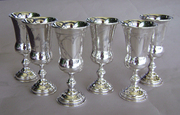 Matching set of 4 Russian Silver Kiddush Goblets with Heart decoration