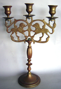 Lion 3-Light Candelabrum with original Patina