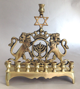 Lion Menorah with Star of David 