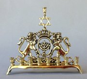 Chanukah Lion Menorah with Star of David