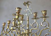 Magnificent Antique Synagogue Menorah topped with Star and Polish Eagle