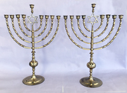Antique Pair of 19th Century Synagogue Chanukah Menorahs 